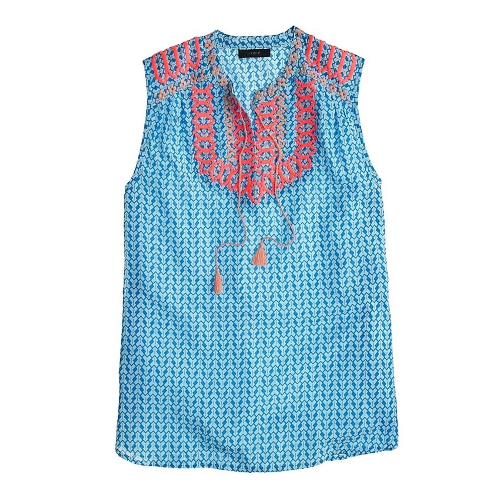 J. Crew total Blue with vibrant embroidery sz6